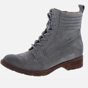 Sofft Baxter Gray Lace Up Ankle Boots with Quilted Detailing Leather Women SZ 7